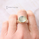 Heavy Silver & Gold Moonstone Ring