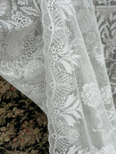 Anna French Indra Highend Victorian design 14 point ivory Cotton Lace Curtain Panelling By The Metre- Width 170cms