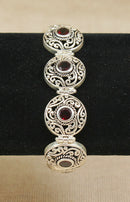 Elegant Heavy Sterling Silver & Garnet T-Bar Link Bracelet – Birmingham Hallmarked