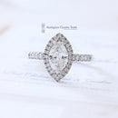 18ct White Gold Marquise Diamond Halo Cluster Ring 1.08ct