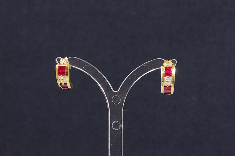 18ct Gold Ruby & Diamond Earrings