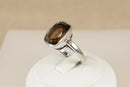 A Large Silver & Smokey Citrine Ring