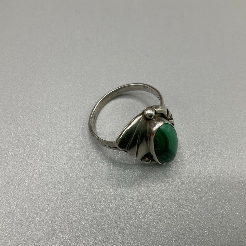 Navajo silver and malachite ring