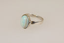 Pretty Silver Fire Opal Ring – Oval Cabochon Design