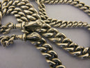 Antique Solid Silver Double Albert Watch or Neck Chain & Fob 23 inch Long Bir 1901
