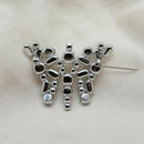 Vintage Blue Glass Butterfly Brooch
