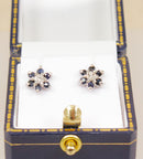 Stunning Pair of 9ct Gold Sapphire & Diamond Ear Studs
