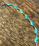 Modern Mid Century 1960’s Norwegian Aksel Holmsen Sterling Silver Turquoise Enamel Leaf Bracelet
