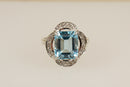 Silver Blue & White Topaz Statement Ring