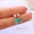 18ct Cabouchon Emerald & Diamond Earrings