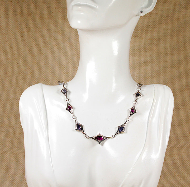 Silver, Amethyst and Blue Iolite Necklace