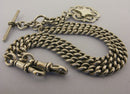 Heavy Antique Solid Silver Double Albert Watch Chain & Fob 16½ inch 1916