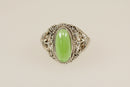 Silver & Green Crystal Ring