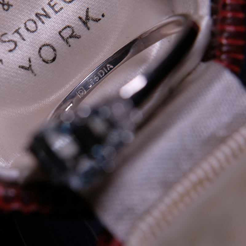 9ct White Gold Aquamarine Trilogy Ring With Diamonds Size P