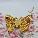 Gold-Tone & Faux Diamond Butterfly Brooch
