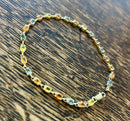 Hallmarked 9ct Gold Citrine, Blue Topaz & Orange Sapphire Tennis Bracelet