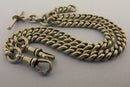 Heavy Antique Solid Sterling Silver Double Albert Pocket Watch Chain Bir 1912
