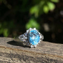 Vintage Aquamarine & Diamond Ring, Pt900, Aquamarine 1.81ct