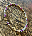 Hallmarked 9ct Gold Burmese Ruby & Diamond Tennis Bracelet