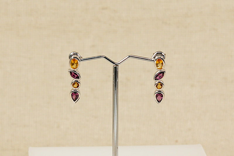 Silver & Multi Gem Earrings