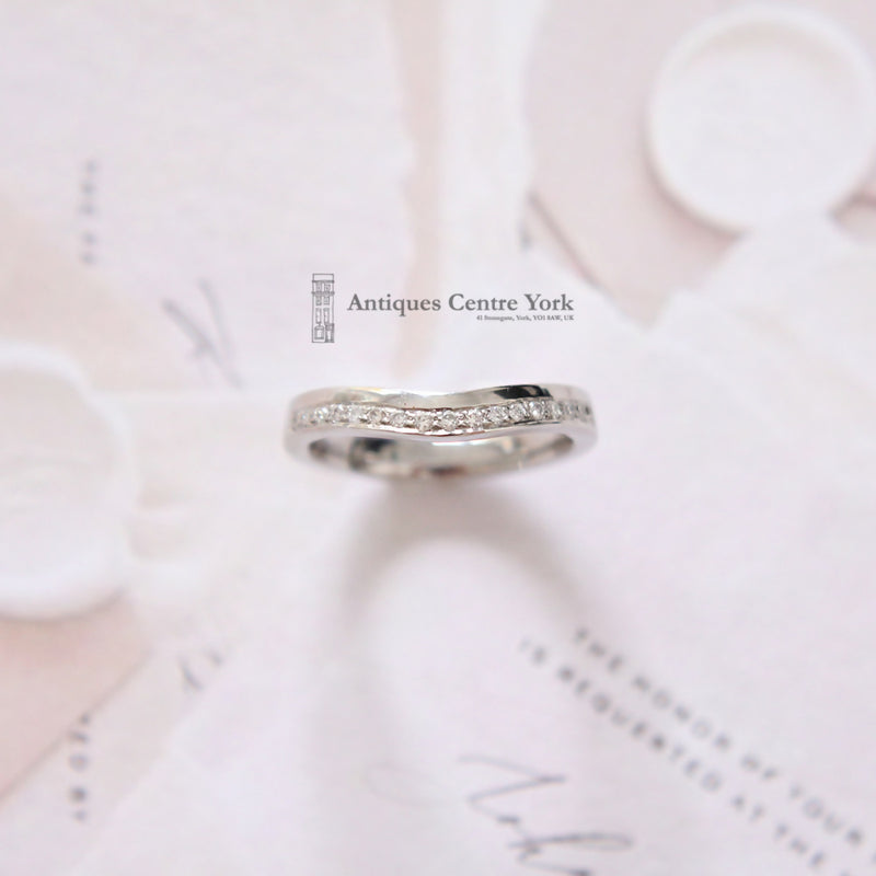 Platinum Curved Diamond Wedding Band