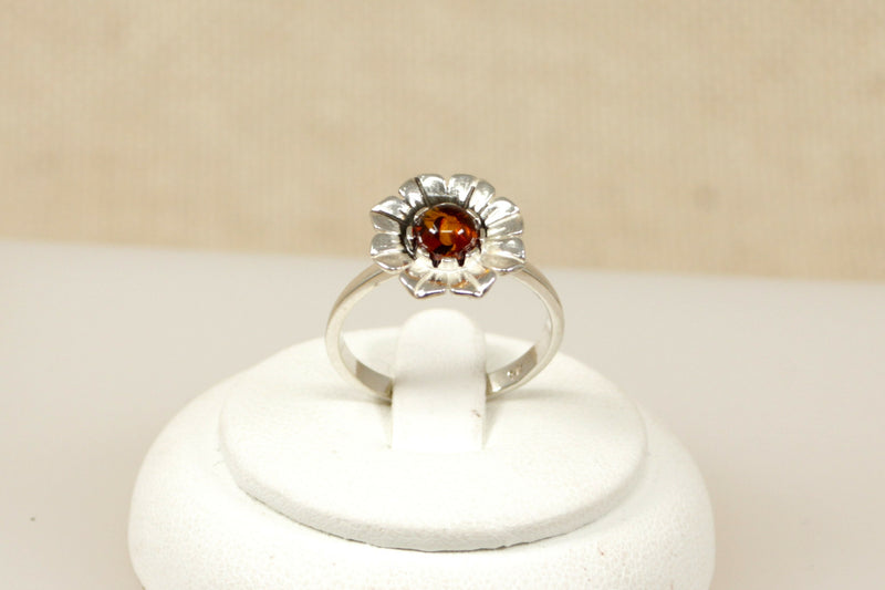 Silver & Amber Ring