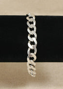 Silver Hefty Flat Curb Link Bracelet