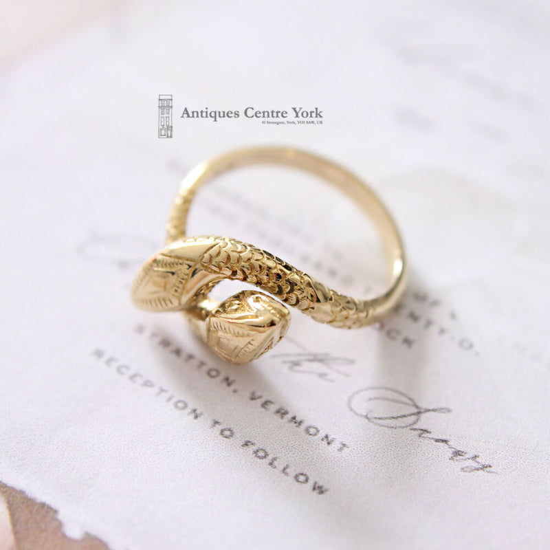 Vintage 18ct Gold 2 Headed Snake Ring