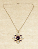 Silver Moonstone & Amethyst Impressive Pendant & Chain
