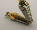 Antique Silver 1920s Egyptian Revival Sarcophagus Charm Opens to Mummy