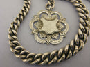 Heavy Antique Solid Sterling Silver Albert Pocket Watch Chain & Fob Bir 1901