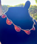 Norwegian 1932 Sterling Silver London Import Marked Ox Blood Red Enamel Necklace