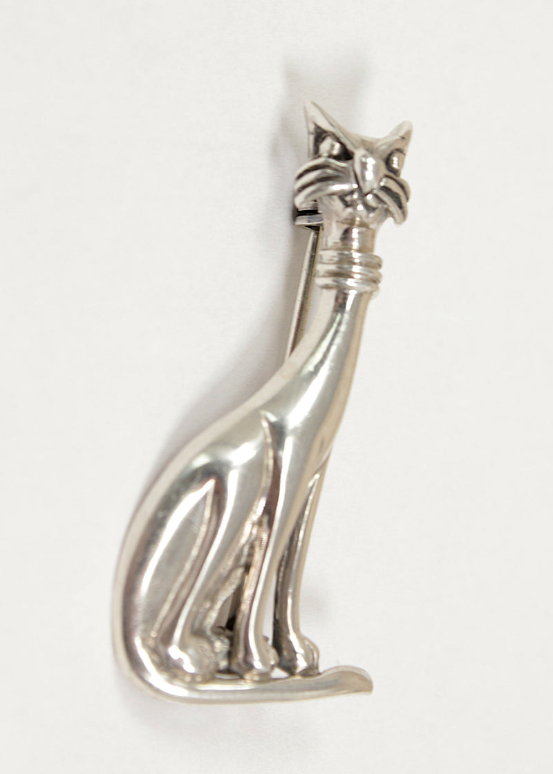 Silver Siamese Cat Brooch