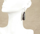 Silver Hammered Design Dropper Earrings