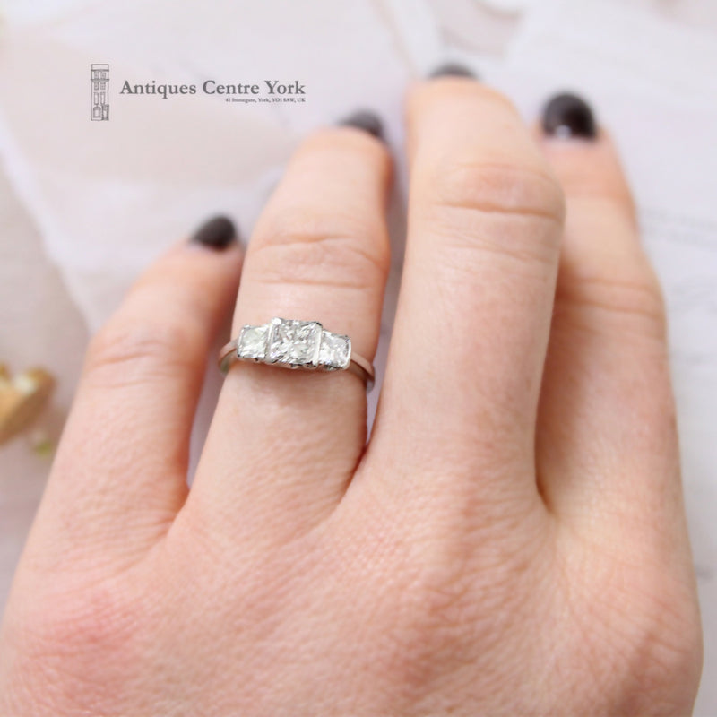Platinum Princess Cut Diamond 1.45cts Three Stone Ring