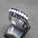 18ct white gold sapphire and diamond three row ring