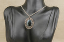 Superb Edwardian Silver, Hematite & Marcasite Pendant with Silver Chain