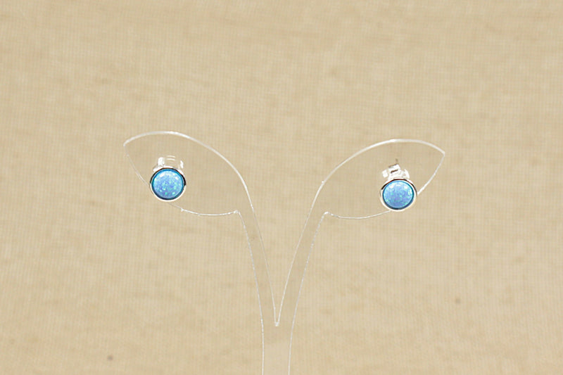Silver & Blue Opal Ear Studs