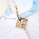 Edwardian 15ct Aquamarine & Pearl Square Pendant