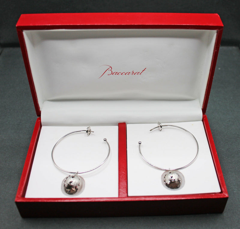 Baccarat acorn silver and clear crystal hoop earrings