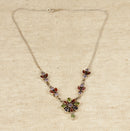 Silver Multi Gem Necklet, Peridot, Garnet & Amethyst