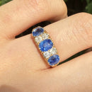 Antique Victorian Sapphire and Old Cut Diamond Ring in 18ct Gold