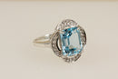 Silver Blue & White Topaz Statement Ring