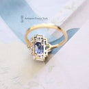 Deco Style 18ct Sapphire & Diamond Cluster Ring