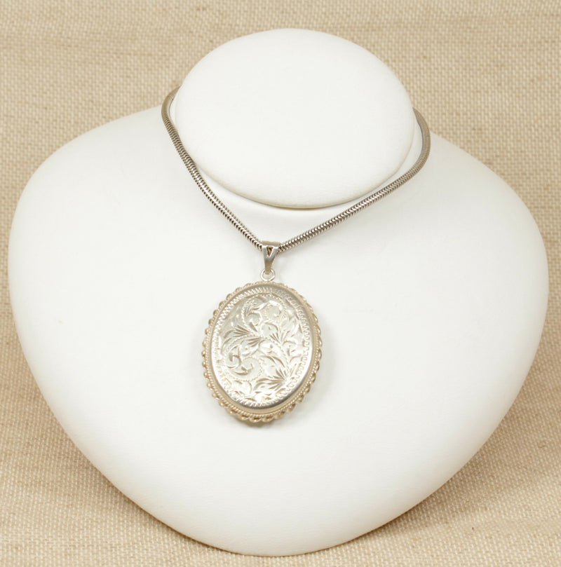 Vintage Silver Locket & Snake Chain