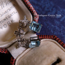18ct White Gold Aquamarine (Total 2.52ct) & Diamond Drop Earrings