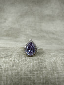 925 Silver Lavender CZ Pear Cut Halo Ring