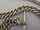 Heavy Antique Solid Sterling Silver Albert Pocket Watch Chain & Fob Bir 1901