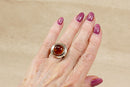 Vintage Large Sterling Silver & Baltic Amber Scandinavian Statement Ring