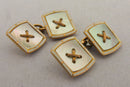 Antique Edwardian 9ct Gold Abalone & Enamel Cufflinks Boxed